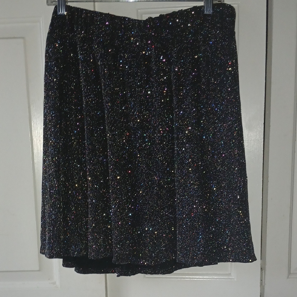 NWOT White Birch Black Sequin A-Line Skirt Size  3X